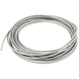 Clear Vinyl Coated Wire Rope 304 Stainless Steel Cable 3/16" Thru 1/4" 7x19-100 ft Coil for DIY Cable Decking Railing System, Marine Grade