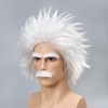 White Mad Scientist Wig with Moustache&Eyebrows Short Funny White Crazy