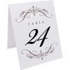 Classic Flourish Wedding Table Numbers, Chocolate, 1-30, Double Sided, Tent