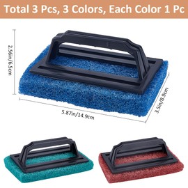 CREATCABIN 3 Pcs Scrubber Pads for Cleaning Handler Scrub Pad Scouring Reusable Heavy Duty Cleaning Sponge Scrub Brush for Grill Bathroom Bathtub Charcoal Gas Grills Cast Iron Cookware 3.5x8.57 Inch