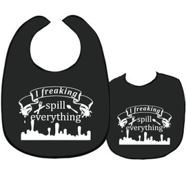 CREATCABIN Adult Bibs for Eating Waterproof Washable Clothing Protectors Canvas Reusable Dining for Elderly Women Men Hospital Disabled Bed Table Feeding 23.6x17.7Inch-I Freaking Spill Everything