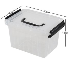 Afromy 3L Small Stackable Storage Bin with Latching Lid, Set of 6 Clear Plastic Tote Organiser