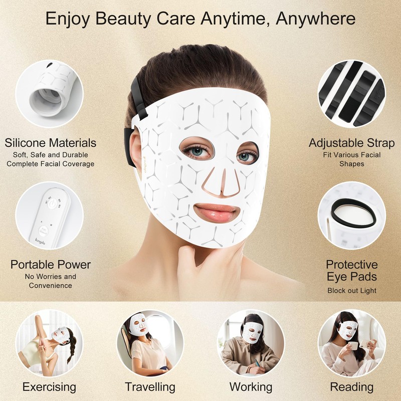 Red Light Therapy for Face, 4 Modes LED Face Mask