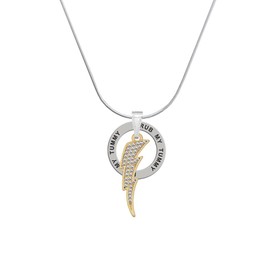 Delight Jewelry Goldtone Large Clear Crystal Lightning Bolt - Rub My Tummy Ring Charm Necklace, 18"