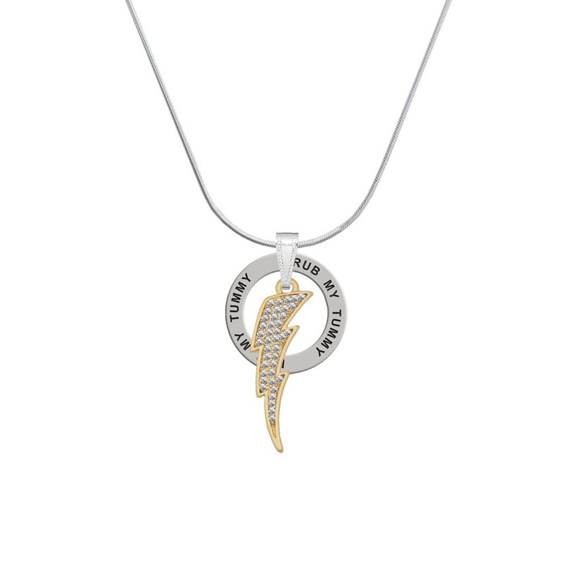 Delight Jewelry Goldtone Large Clear Crystal Lightning Bolt - Rub