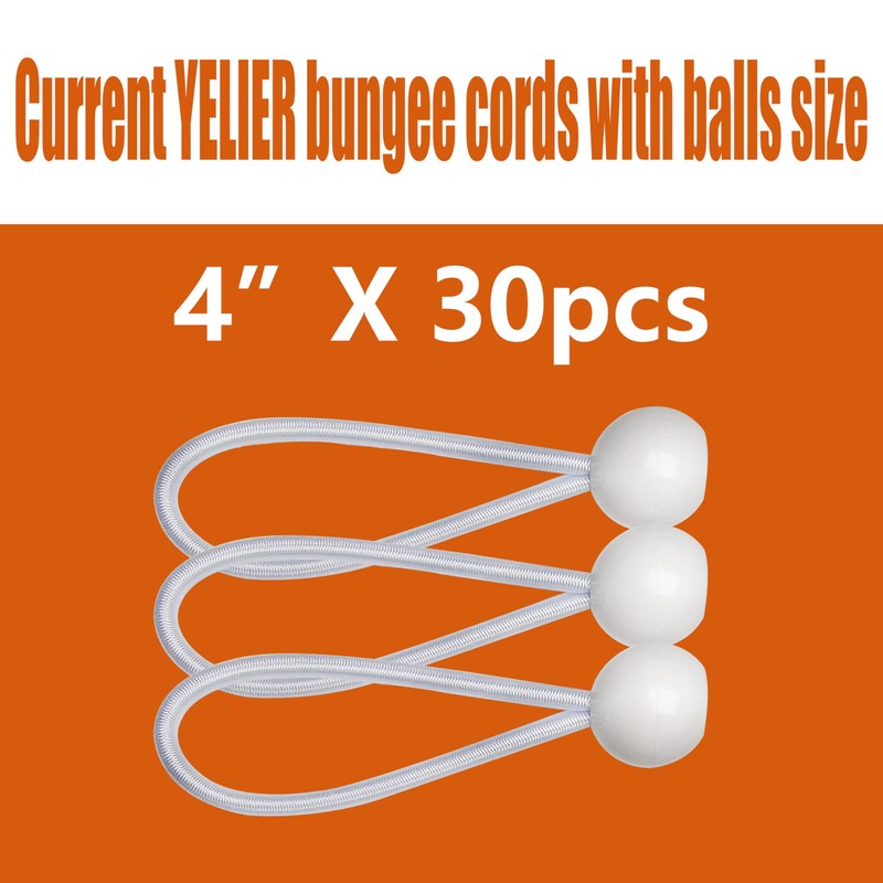 30-Piece YELIER Ball Bungee Cords (White, 6"), UV Resistant, Antioxidant,
