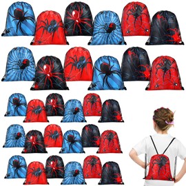 Lothee 30 Pcs Spider Drawstring Goodie Gift Bags Spider Party Favors Hero Birthday Party Decoration Supplies Spiderweb Candy Treat Bags