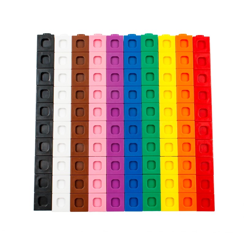 Junior Learning: 100 Multicubes - Pack of 100 Multi-Colored Cubes,