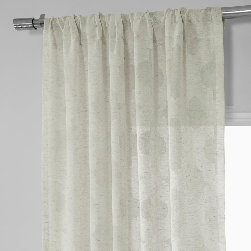 HPD Half Price Drapes Patterned Linen Sheer Curtains For Living