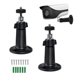 Wall Mount Camera Adjustable Camera Mount, Mini Security Camera Mount Wall Outdoor 360 Degree Can Be Monitored with Screws for Indoor and Outdoor Camera Holder, Pack of 2, Black