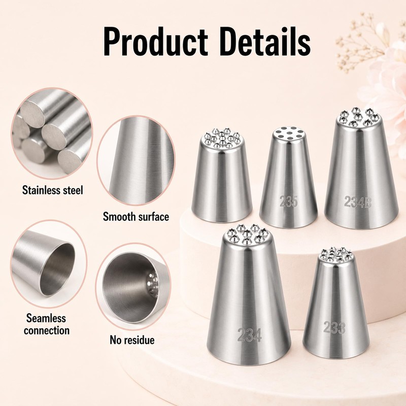 HJZHII 5 Pcs Grass Piping Tip, Stainless Stee Grass Icing