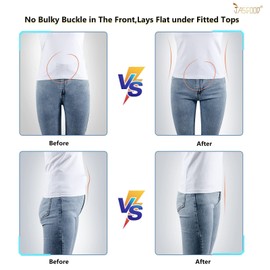 JASGOOD Cinturón elástico invisible para mujer, cinturón elástico invisible con hebilla plana para jeans y vestidos, T-Sky Azul, Suit for US Size 0-16