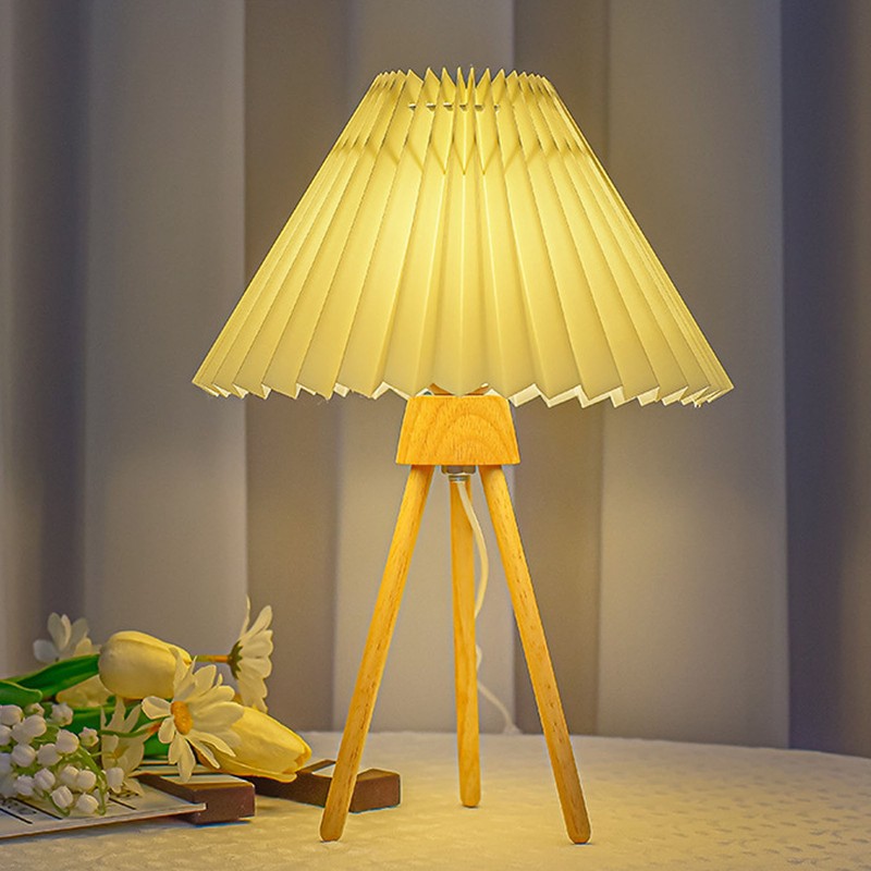 Desk Lamp Retro Style Versatile Pleated Bedside Table Lamp Reading