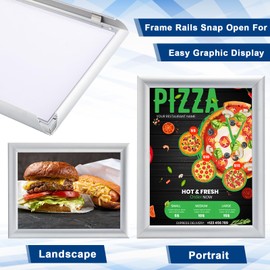 Blulu 2 Pcs Front Load Easy Open Snap Frame Poster/picture Frame, 8.5 x 11 Inch Silver Metal Frame, Snap Open Sign Holder Frame, Wall Mount or Tabletop
