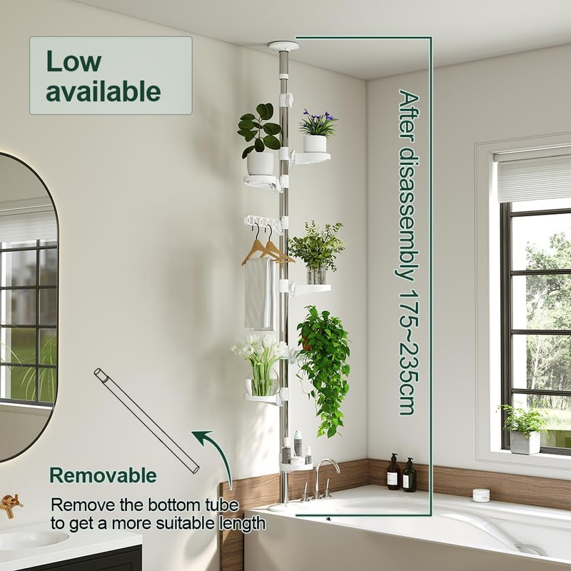 Hershii 7-Layer Tension Pole Plant Stand Indoor Decorative Display Rack