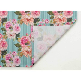 S4Sassy Green Stripe & Ranunculus Floral Printed Dinning Tableware Fabric Cocktail Napkin Set 18 x 18(Pack of 6)