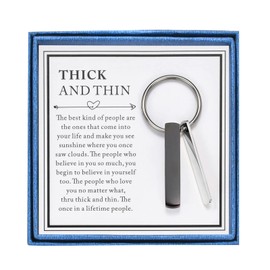BW2 Best Friend Thick And Thin Friendship Keychain for Women - Long Distance BFF Gifts, Soul Sister Thank You Gift