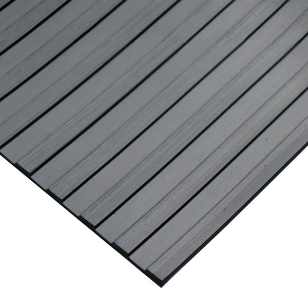 Rubber-Cal - 03_168_W_WR_08 Wide Rib Corrugated Rubber Floor Mat, 3 mm Thick x 4' x 8' Utility Runner, Black