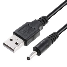TENINYU USB 2.0 A Male to DC 3.5x1.35 mm 5 Volt 24AWG DC Barrel Jack Power Cable 3FT, Black (Max 2.5 Ampere Power Cable, Center PIN Positive), 2Pack