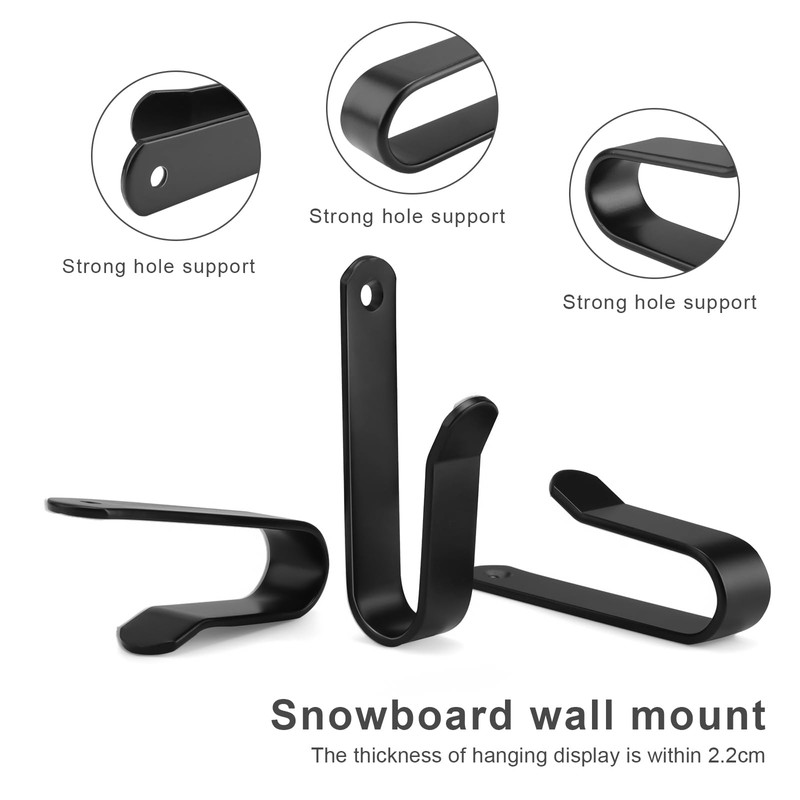 FINELYCR Pack of 4 Snowboard Wall Mounts Black Snowboard Holder