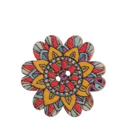 AKOAK 100 Pieces of Wooden Buttons Simple Retro Style Sunflower Buttons Classical Pattern Design Cartoon Children Decorative Buttons (15 MM)