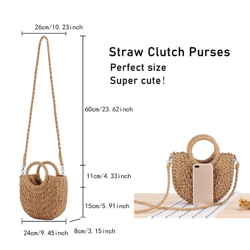 Inshere Women's Straw Beach Bag, Woven Shoulder Bag with Handbag,
