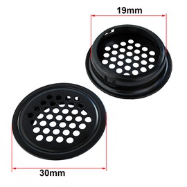 Qrity Pack of 10 black round air vents, stainless steel ventilation grille, 19 mm, ventilation net, can be used for cabinets, wardrobes, storage cabinets, TV cabinets