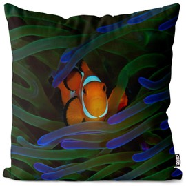 VOID Clownfisch Fisch Aquarium Kissenbezug Kissenhülle Polyester Dekoration Weihnachten Winter Weihnachts-Deko Kissen, Kissen Größe:50 x 50 cm