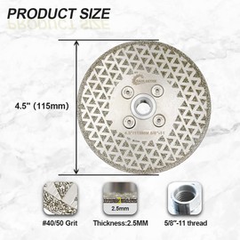 Diamond Cutting Grinding Disc 4.5"(115mm) - Double Side Coated Electroplated for Granite Marble Ceramic Procelain Tile Quartz 5/8"-11 Thread SANLEETEK
