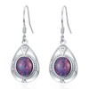 925 Sterling Silver Oval Purple Opal Dangle Earrings for Women