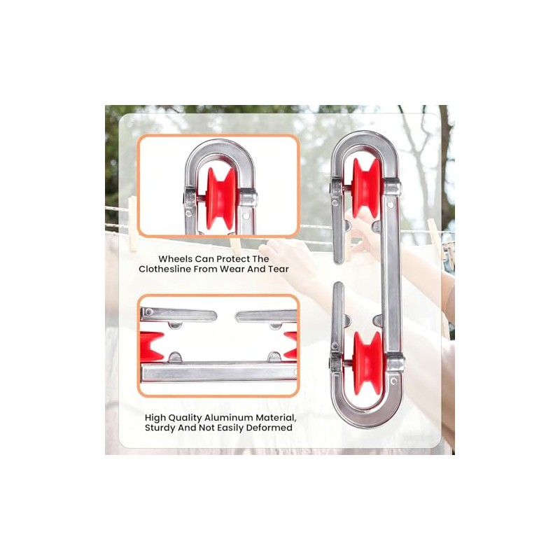 Heavy Duty Clothesline Pulley Kit - 2 Pack Tensioner Separator