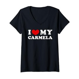 I Love My Carmela, I Heart My Carmela V-Neck T-Shirt