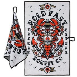 RokFit Gym & Golf Towel – Multi-Use, Quick-Dry, Durable Utility Towel with Bold Graphic and Carabiner Clip (Hold Fast)