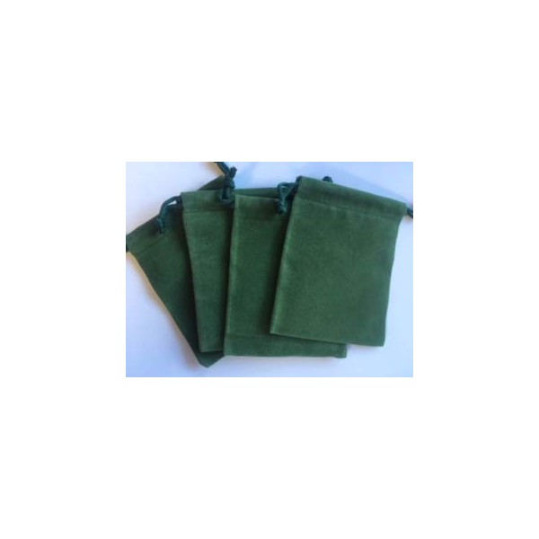 Mojo Bags ~ 4 Green Velvet Empty Bags for You to Fill ~ Velvet 3x4 inch~ Ravenz Roost