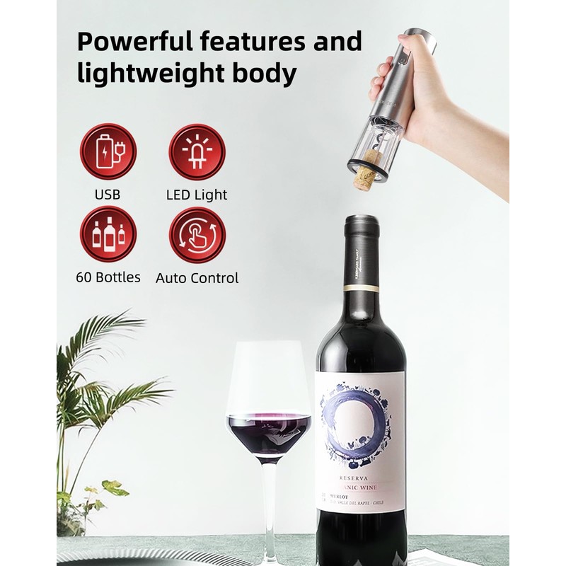 TOMEEM Electric Wine Opener Set - Rechargeable Wine Bottle Opener
