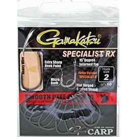 Gamakatsu Specialist Rx Hooks - 10 Carp Hooks for Carp Fishing, Fishing Hooks for Carp Fishing, Single Hooks, Eye Hooks, Size: 2