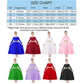 TLMNU Girls Praise Dance Dress Metallic Gold Liturgical Worship Church Robe Full Length Swing Lyrical Costume,White,Tag140 9-10Years…