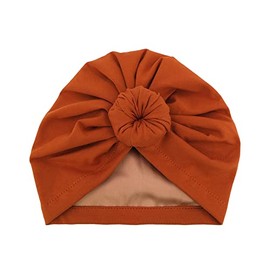 Sugarmelon Silky Satin Lined Turban Hat for Babies Infant Toddler Girls Bonnet Newborn Cotton Beanie Boys Little Kids Sleep Caps (Baby(0-9Month), 108 Cott Rust)