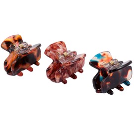 Baluue Vintage Acetate Hair Clip Set 3pcs Small Floral Design Hair Claw Clips for Women Strong Hold and Ponytails