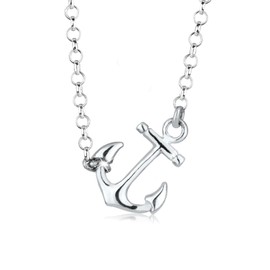 Elli Women's Jewellery Necklace with Anchor Maritime Hanseatic Harbour Pendant 925 Silver -Length: 45 cm