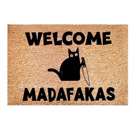 Tagtight Doormat Cat 60 x 40 cm Black Cat Welcome Door Mat, Funny Door Mat Outdoor & Indoor, Non-Slip Door Mat Outdoor, Kitchen Doormat, Bathroom, Make People Funny Gifts