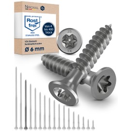 Stainless Steel Screws Torx Wood Screws 6 x 140 Stainless Steel V2A Rustproof Chipboard Screws for Wood Partial Thread 6 mm Thick 140 mm Long Pack of 25 Screws Wood A2