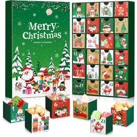 Containlol Christmas Advent Calendar Boxes 24 Days Advent Countdown Gift Box Christmas Number Empty Box for Christmas Fill Your Own Gift Box(Green)