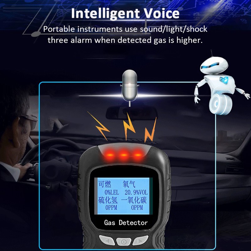 4 in 1 Gas Detector CO Monitor Digital Handheld Toxic