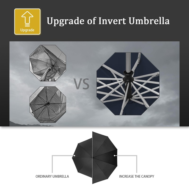 Pioggistar Windproof Umbrella for Men and Women, Inverted Umbrellas 10