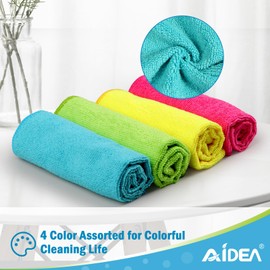 AIDEA Microfibre Cleaning Cloths 8 Pack,Reusable Kitchen Cleaning Towels Dish Cloths,Lint Free Streak Free Washable Duster Cloth for House, Car, Motorbike,Windows,30 x 30 cm