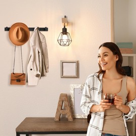 HOMEBROS Coat Rack Wall Mount, Metal Coat Hanger with 5 Hooks, Heavy Duty, Black, 1 Pcs