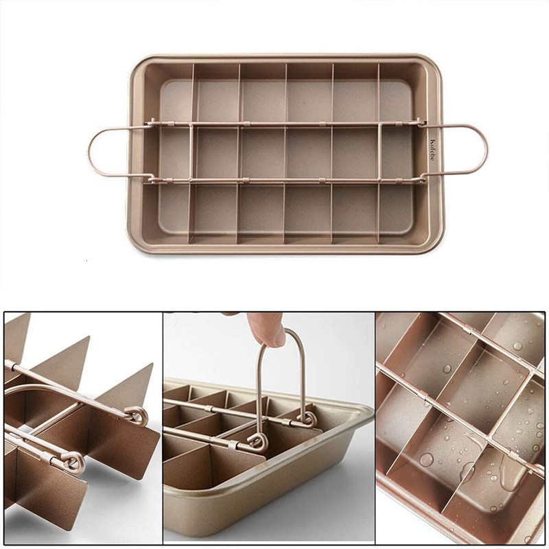 Brownie Pan, Non-Stick Brownie Baking Pan with Dividers, Brownie Cutter,Brownie