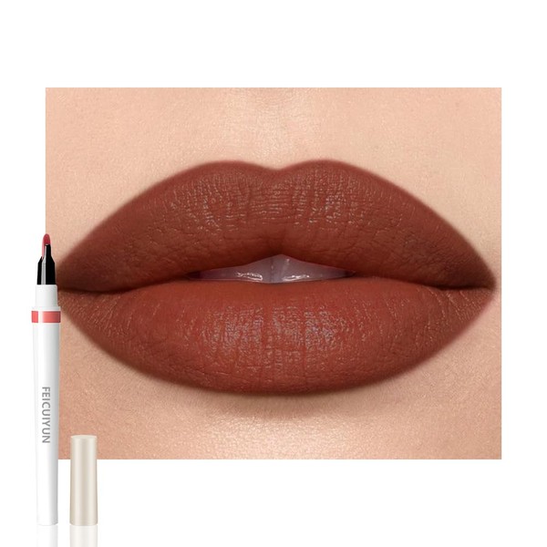 FeiCuiYun Matte Calligraphy Liquid Lip Liner Lipstick Pencil, Red Brown