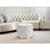 JUUON Button Tufted Velvet Round Storage Ottoman, Modern Upholstered Foot